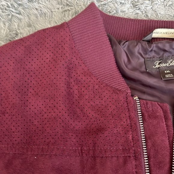 Men’s faux suede jacket - red burgundy coat - sports jacket men’s suede - - Picture 5 of 6